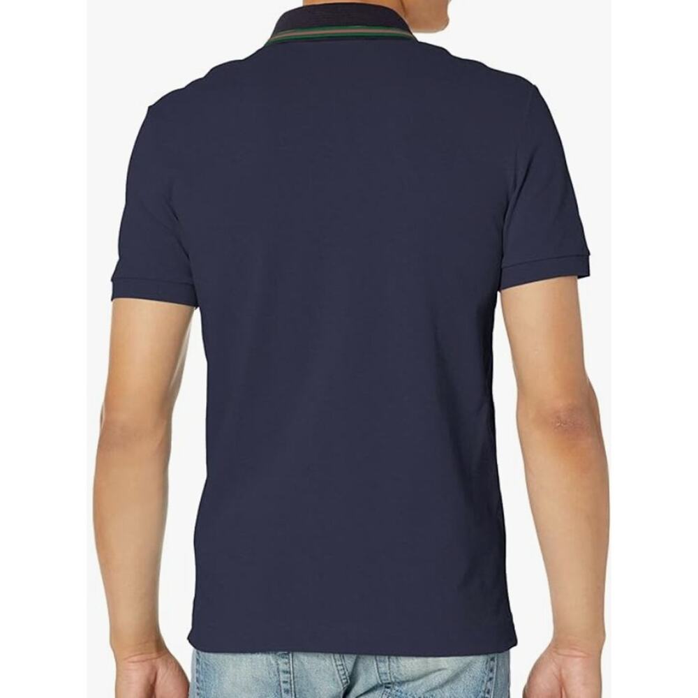Lacoste Men's Short Sleeve Regular Fit Striped Neck Polo Shirt Marine XL - Picture 3 of 3